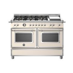 Bertazzoni HER126G2EAVT Heritage 120cm Range Cooker Twin Oven with Griddle Dual Fuel Ivory