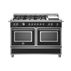 Bertazzoni HER126G2ENET Heritage 120cm Range Cooker Twin Oven with Griddle Dual Fuel Matt Black
