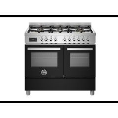 Bertazzoni PRO106L2ENET Professional 100cm Range Cooker Twin Oven Dual Fuel Gloss Black