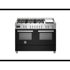 Bertazzoni PRO126G2ENET Professional 120cm Range Cooker Twin Oven Dual Fuel Gloss Black