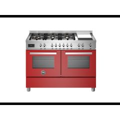 Bertazzoni PRO126G2EROT Professional 120cm Range Cooker Twin Oven Dual Fuel Gloss Red