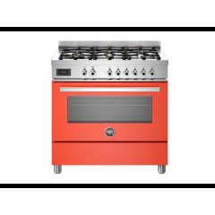 Bertazzoni PRO96L1EART Professional 90cm Range Cooker Single Oven Dual Fuel Gloss Orange