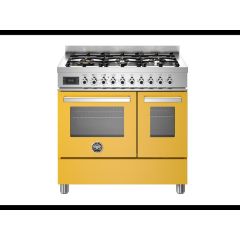 Bertazzoni PRO96L2EGIT Professional 90cm Range Cooker Twin Oven Dual Fuel Gloss Yellow