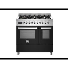 Bertazzoni PRO96L2ENET Professional 90cm Range Cooker Twin Oven Dual Fuel Gloss Black