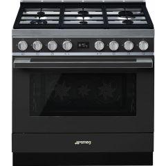 Smeg CPF9GPAN 90cm Portofino Dual Fuel Range Cooker, Anthracite