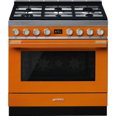 Smeg CPF9GPOR 90cm Portofino Dual Fuel Range Cooker, Orange