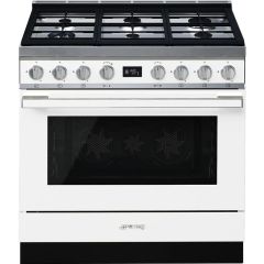 Smeg CPF9GPWH 90cm Portofino Dual Fuel Range Cooker, White