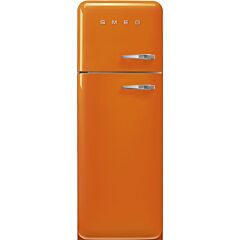 Smeg FAB30LOR5 60cm 50s Style left Hand Hinge Freezer over Fridge, Orange