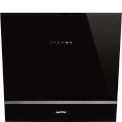 Smeg KV26N 60cm Angled Chimney Hood, Black Glass