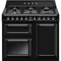 Smeg TR103BL 100cm Victoria Dual Fuel Range Cooker, Black
