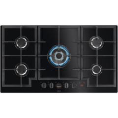 AEG HKB95450NB 8000 Gas on Glass Gas Hob with Hob2Hood