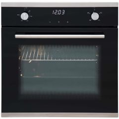 Sia SO103 Single Fan Oven With Digtal Timer Black Glass With Silver Trim