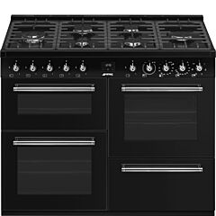 Smeg CX113GMBL 110cm Concert Dual Fuel Triple Cavity Range Cooker Black