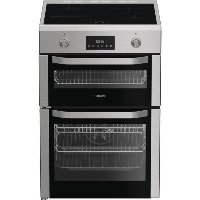 Hotpoint HDE6IDC2X Freestanding 60cm Induction Double Cooker - Inox