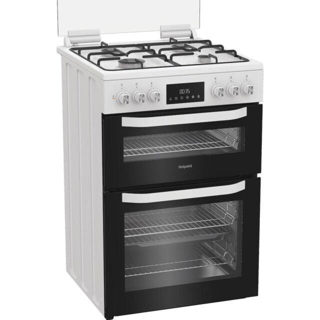 Hotpoint HDD6GDC2W Freestanding 60cm Dual Fuel Cooker with Double Oven - White