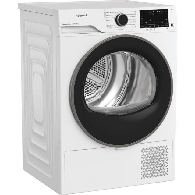 Hotpoint CHD84MWBSUK Fabric Care Freestanding 8kg Heat Pump Tumble Dryer with HomeWhiz