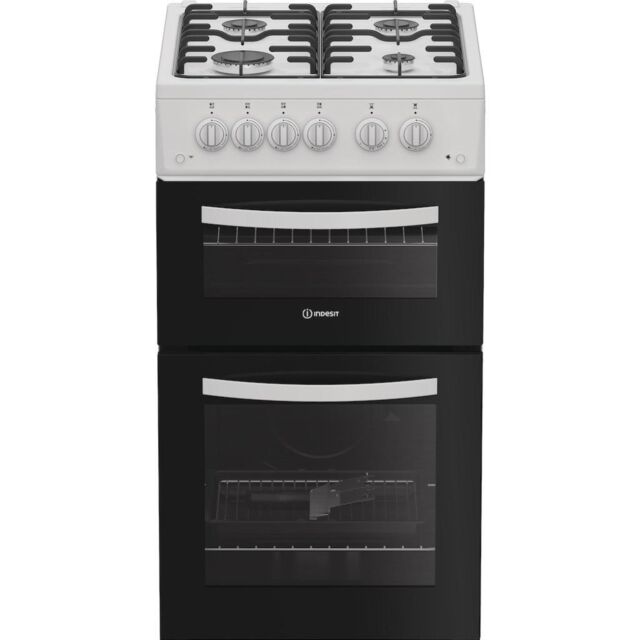 Indesit ITG5GMW Freestanding 50cm Gas Double Cooker - White