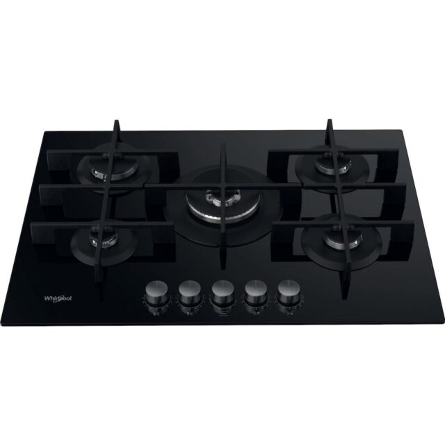 Whirlpool GOWL 758/NB W Collection Hob 5 Burners Gas on Glass 75cm - Black