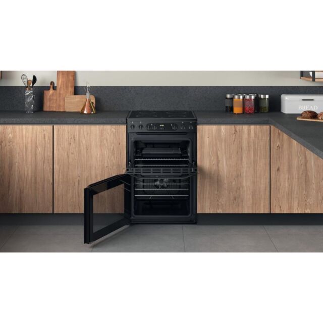 Hotpoint HDM67V9CMB/UK Electric Ceramic Double Cooker - Black