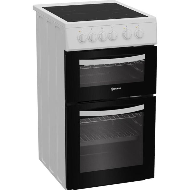 Indesit ITE5VMW Freestanding 50cm Electric Cooker with Ceramic Hob