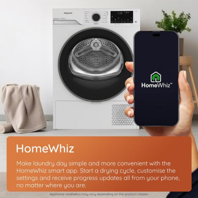 Hotpoint CHD94MWBSUK Fabric Care 9kg Heat Pump Tumble Dryer with HomeWhiz