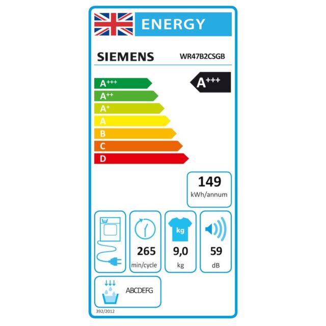Siemens WR47B2CSGB, Heat pump tumble dryer