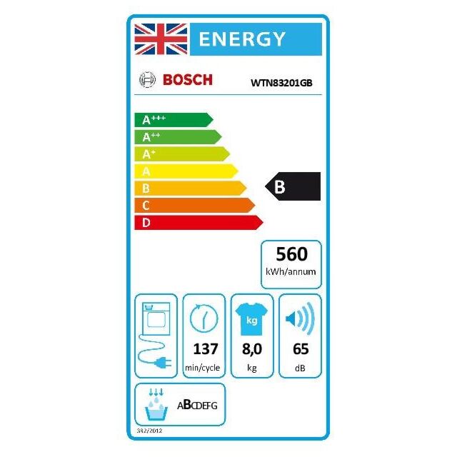 Bosch WTN83201GB, Condenser tumble dryer