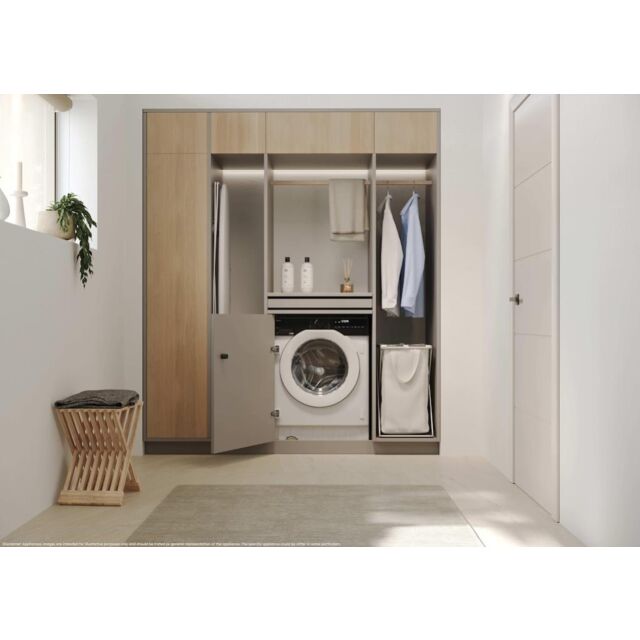 Haier BHA6S696M6D9-80 9/6kg Integrated Washer Dryer with A-30%/D Energy Rating - White with Black Bezel