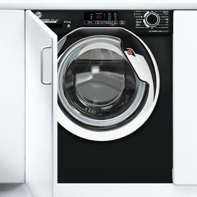 Hoover HBDS 485D1ACBE-80 H-WASH&DRY 300 LITE Integrated Washer Dryer, 8/5kg Capacity, 1400rpm, E/C Energy Rated - Black & Chrome