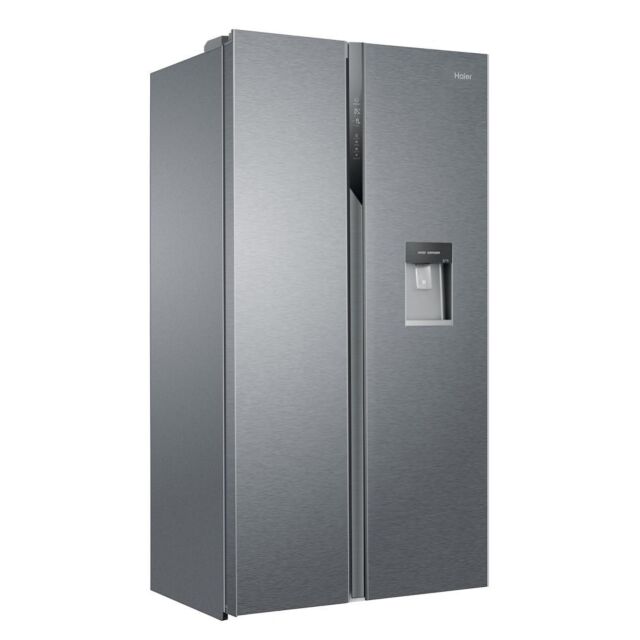 Haier HSR3918EWPG 90cm American Style Side-by-Side Fridge Freezer - Platinum Inox