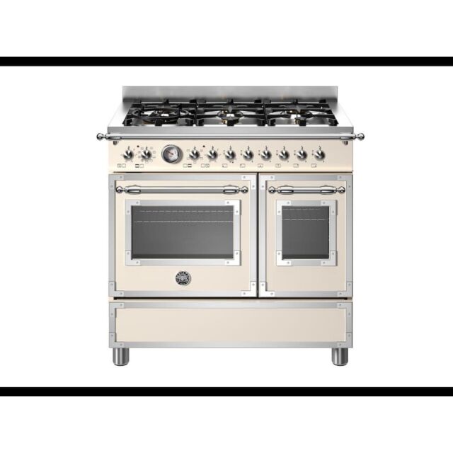 Bertazzoni HER96L2EAVT Heritage 90cm Range Cooker Twin Oven Dual Fuel Ivory
