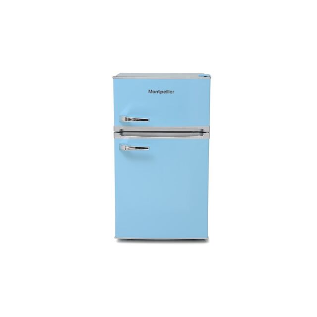Montpellier MAB2035PB Undercounter Retro Fridge Freezer in Pastel Blue