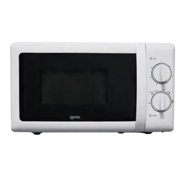 Igenix IG2083 20L 800W Manual Solo Microwave with Stainless Steel Cavity White