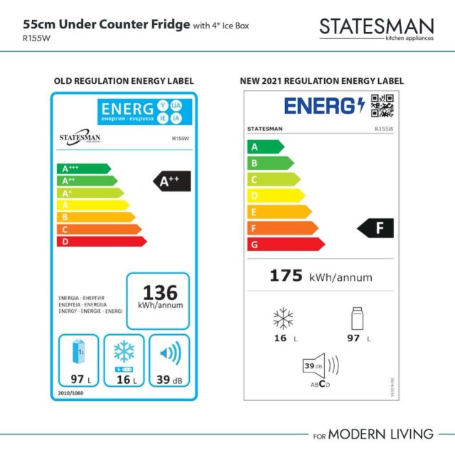 Statesman R155W 55cm Undercounter Fridge with 4* Ice Box