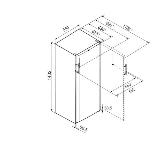 Liebherr K2834 Freestanding Tall Fridge with Ice Box