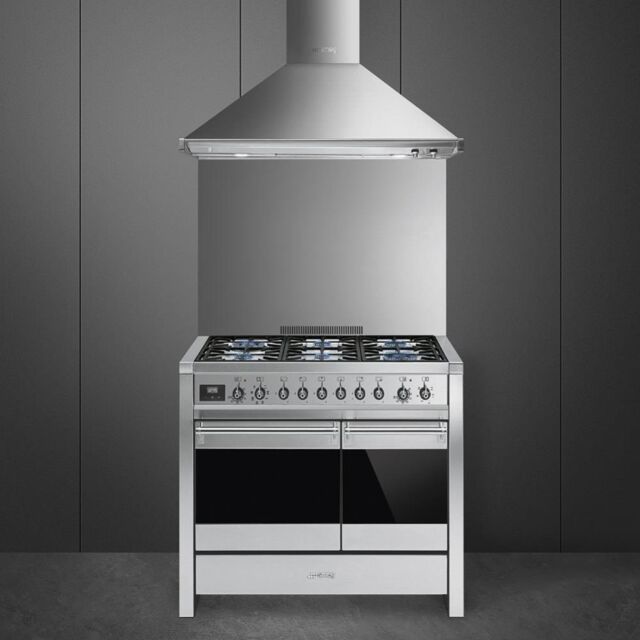 Smeg A2-81 100cm Opera Dual Fuel Range Cooker, Stainless Steel