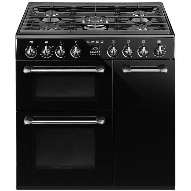 Smeg BU93BL Dual Fuel Range Cooker, Black