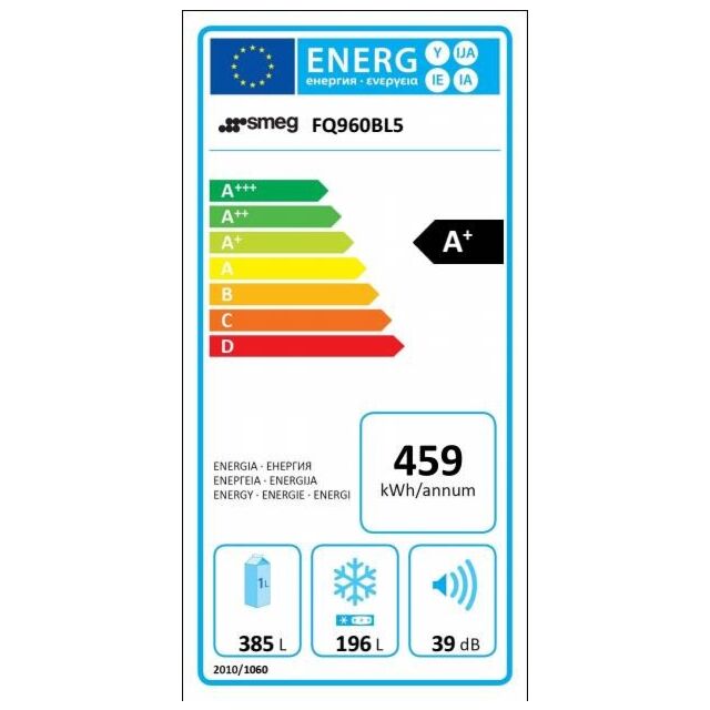 Smeg FQ960BL5 90cm Victoria Four Door Fridge Freezer, Black
