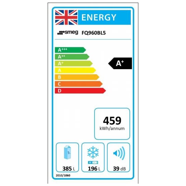 Smeg FQ960BL5 90cm Victoria Four Door Fridge Freezer, Black