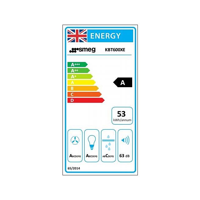 Smeg KBT600XE 60cm Chimney Hood, Stainless Steel