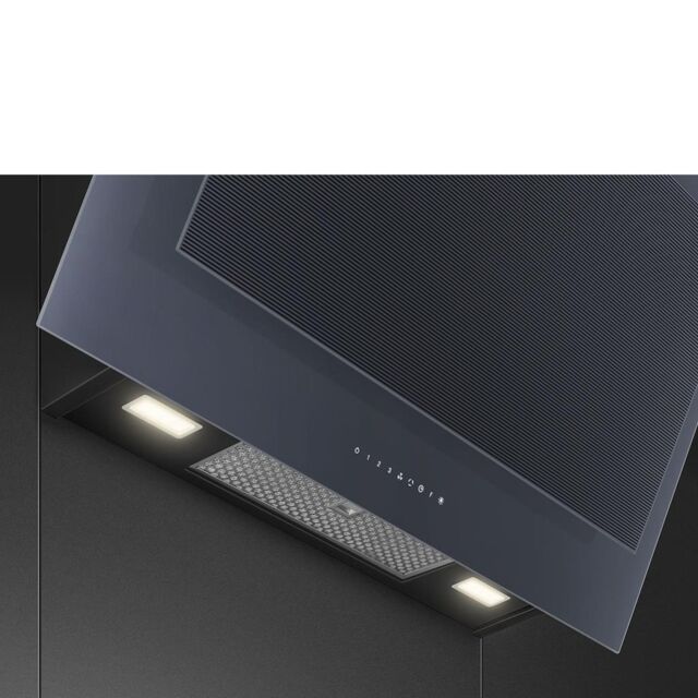 Smeg KV194G 90cm Linea Angled Chimney Auto Vent 2.0 Hood, Neptune Grey