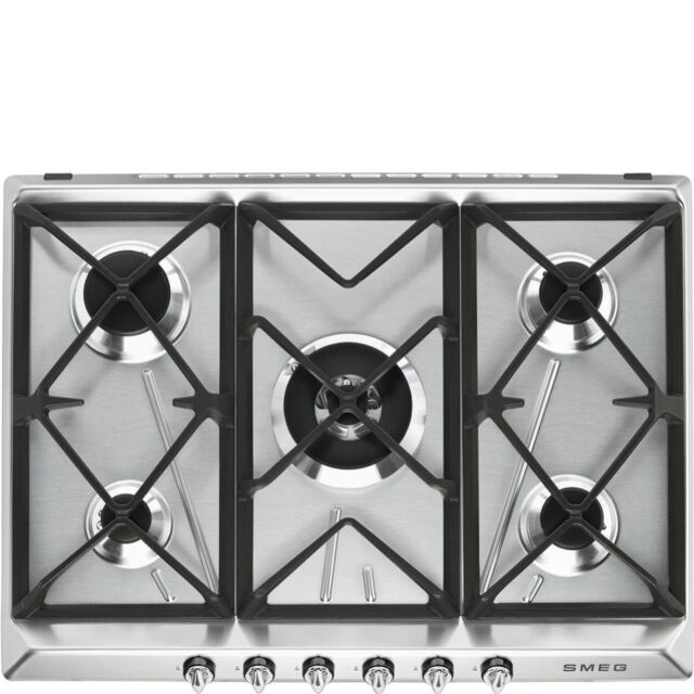 Smeg SR975XGH 69cm Victoria Gas Hob, Stainless Steel