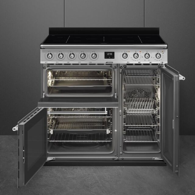 Smeg SY93I-1 90cm Symphony Electric Range Cooker, Eclipse Glass
