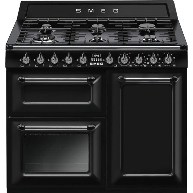 Smeg TR103BL 100cm Victoria Dual Fuel Range Cooker, Black