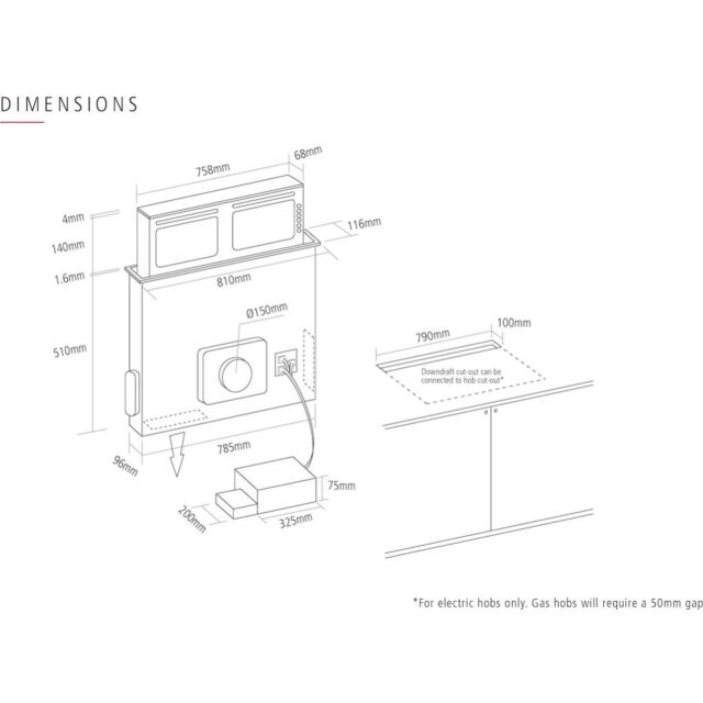 Caple DD901BK Downdraft Hood