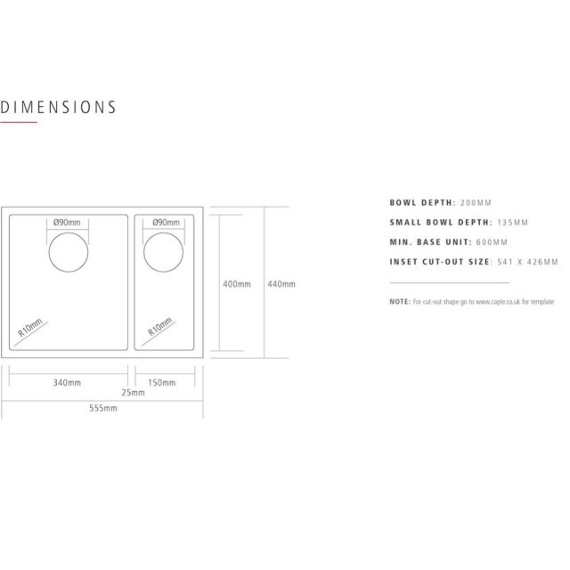 Caple MODE3415/R/CO Undermount Sink