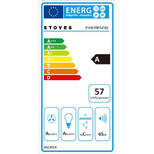 Stoves ST S1000 STER FLAT BLK 100cm Flat Cooker Hood