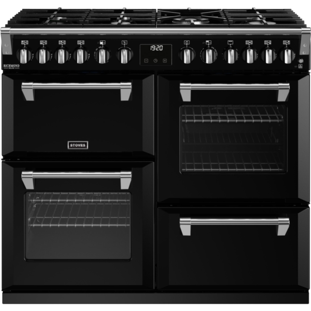 Stoves Richmond Deluxe ST DX RICH D1000DF BK 100cm Dual Fuel Range Cooker