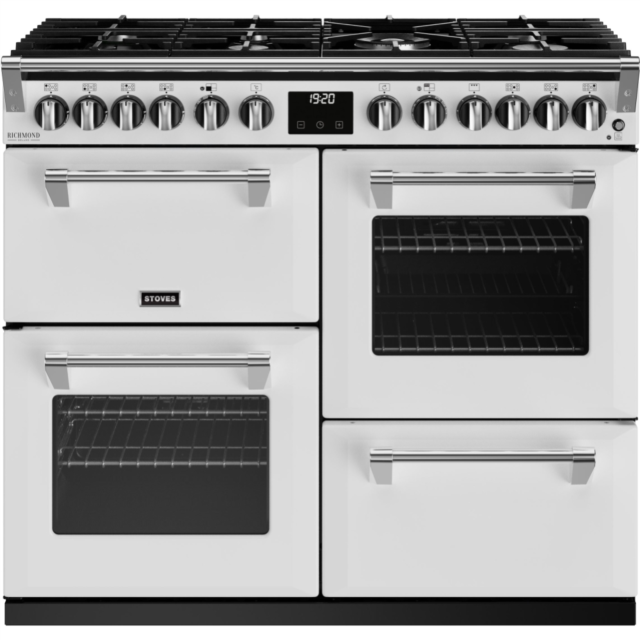 Stoves Richmond Deluxe ST DX RICH D1000DF IWH 100cm Dual Fuel Range Cooker