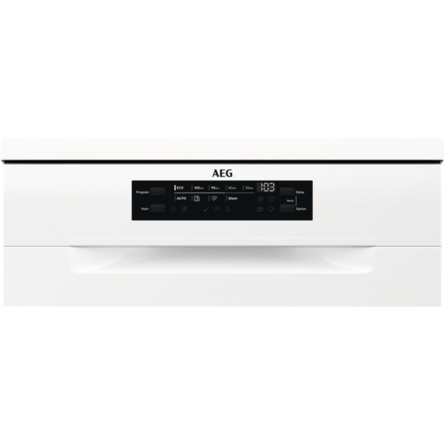 AEG FFB73727PW 7000 GlassCare Freestanding Dishwasher with AirDry Technology + 15 Place Settings